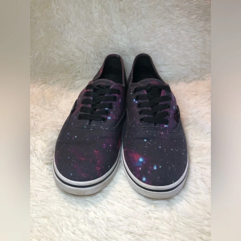 Vans Men's/ Women’s Cosmic Black and Purple Sneakers size 8.5 M and 10 W.